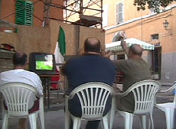Italian men watching soccer