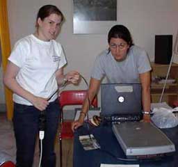 Danielle and Lindsay hooking up the scanner