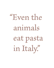 Even the animals eat pasta in italy