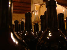 Wine bottles.